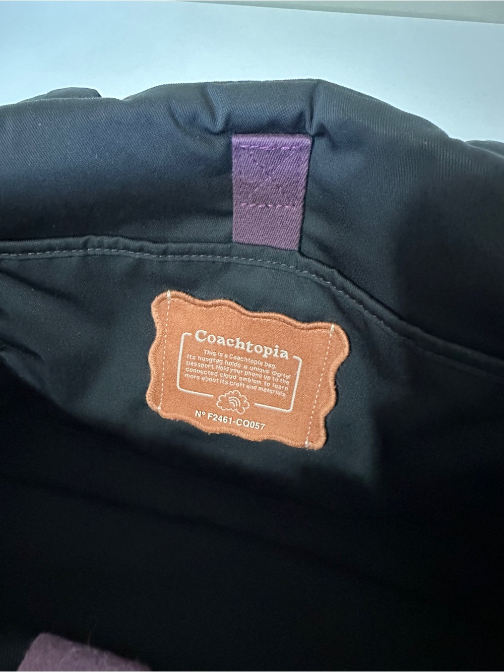 Coachtopia- Black Loop Tote with Purple Straps - Picture 6 of 8